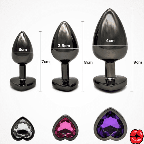 plug-anal-diamant-en-coeur-noir-3-pieces