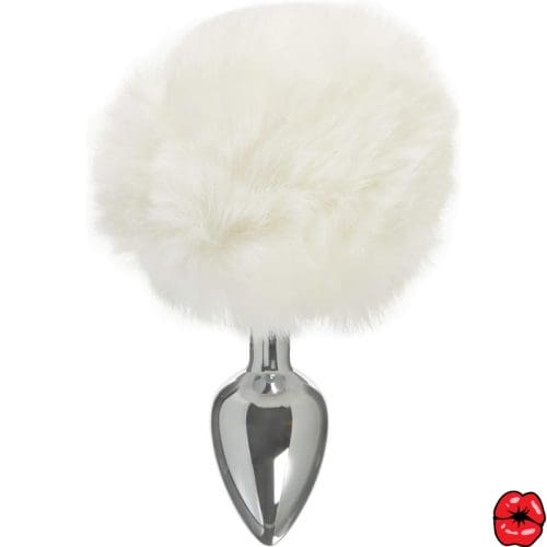 plug-anal-queue-de-lapin-blanc-en-metal
