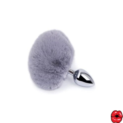 plug-anal-queue-de-lapin-gris-en-metal