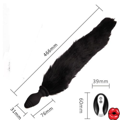 plug-anal-queue-de-renard-noir-avec-vibration