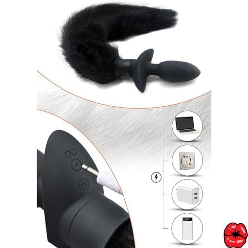 plug-anal-queue-noir-en-fausse-fourrure-avec-vibration